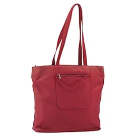 PRADA Tote Bag Nylon Silber Rot Auth 170463 - Prada