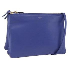 Céline Borsa a Spalla Trio Grande in Pelle Blu Oro Auth 165038
