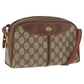 Borsa Sherry Line GG Supreme Web di GUCCI in PVC beige e oro 001 261 1086 Auth ka2010