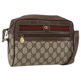 Borsa Sherry Line GG Supreme Web Gucci Beige Oro 001 44 6655 Auth ep13193