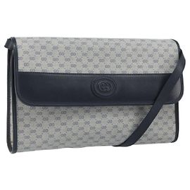 Gucci Borsa a Spalla Micro GG Supreme PVC Navy Gold 004 58 0264 Auth 166623
