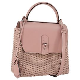 Borsa a mano in pelle Gancini Salvatore Ferragamo 2 in 1 Rosa Auth 159841V