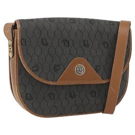 Bolso de hombro de lona de panal PVC gris dorado Auth 169055 Christian Dior