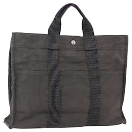HERMES Borsa a Mano Her Line Tote MM in Tela Grigia Auth 163451 - Hermès