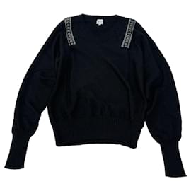 Vintage Jean Paul Gaultier V-Ausschnitt Wollpullover Schwarz 38/M