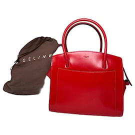 Céline Borsa a mano in pelle verniciata rossa Vintage Celine Paris
