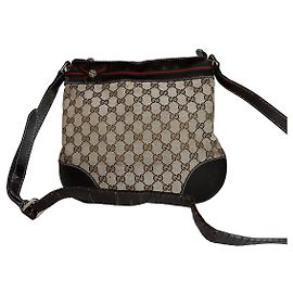 Borsa a spalla / crossbody vintage Gucci monogramma beige marrone