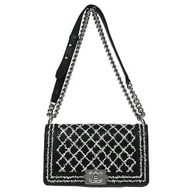 Chanel Boy Flap Sequin Quilted Calfskin Old Medium