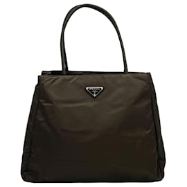 Bolsa de ombro em nylon verde exército com logo Prada