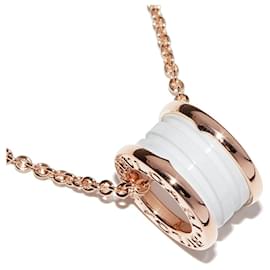 Collana Pendente B.zero1 in Oro Rosa 18K e Ceramica Bianca Bvlgari 346082 - Bulgari