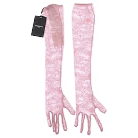 Rochas Paio di guanti in pizzo rosa