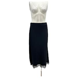 Falda negra de satén y encaje - Massimo Dutti
