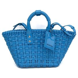 Borsa in pelle Balenciaga Bistro XS 671342 per donne, borsa a spalla in blu