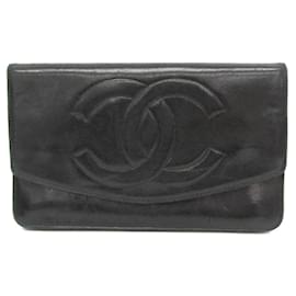 Cartera larga de piel de cordero Chanel Coco Mark