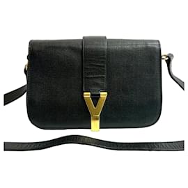 Pochette en cuir noir Yves Saint Laurent à bandoulière