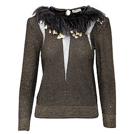 Valentino Garavani Top con rifiniture in piume Valentino Boutique - Anni '80
