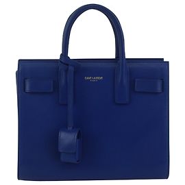 Saint Laurent Nano Sac De Jour Tote Bag in Blue Calf Leather