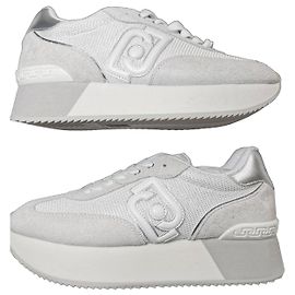 Zapatillas Liu.Jo de cuero y malla blanco gris plata