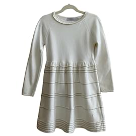 Christian Dior Kleid Weiß und Gold Viscose Größe 8J