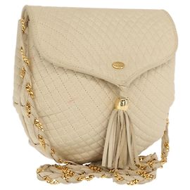 BALLY Bolso de Hombro de Cuero Marfil Oro Auth 169900