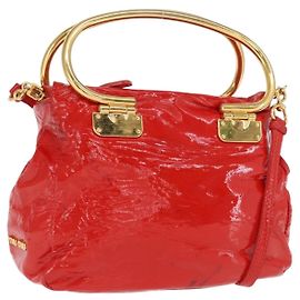 Borsa Miu Miu in pelle verniciata 2 in 1 Rossa Oro Auth 169803