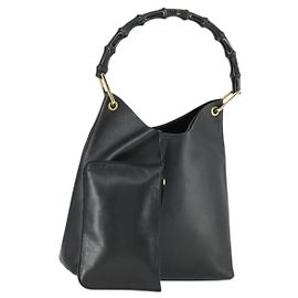 Borsa a Spalla in Pelle Gucci Bamboo Nera Oro 001 2113 1880 Auth 169379