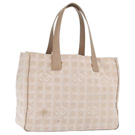 CHANEL Nuova Borsa Tote da Viaggio Nylon Beige Oro CC Auth BA10414