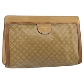 CELINE Macadam Canvas Clutch Tasche PVC Beige Auth ti3691 - Céline