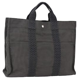 Hermès HERMES Borsa a Mano Her Line Tote MM in Tela Grigia Argento Auth 171993