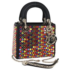 Sac Lady Dior en cuir avec chaîne Christian Dior 2 en 1 multicolore or Auth 169657SM