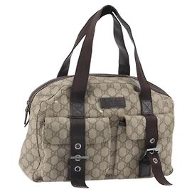 Borsa a mano GG Supreme in PVC beige e argento di GUCCI 140959 Auth ka2238