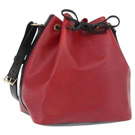 LOUIS VUITTON Borsa a Spalla Petit Noé Epi Bicolore Nero Rosso M44017 Auth BA10485
