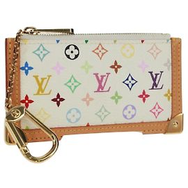 LOUIS VUITTON Multicolor Pochette Cles Coin Purse White M92655 Auth BA10525SAV