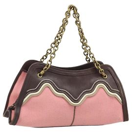 BOTTEGA VENETA Borsa a Mano con Catena in Tela outlet Rosa Oro 169980 Auth 169795V