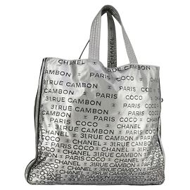 CHANEL Borsa Tote Illimitata Nylon Argento CC Auth bs32854