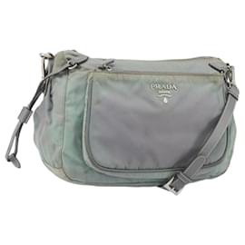 Borsa a Spalla PRADA in Nylon Grigio Argento Autentica 170376