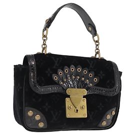 LOUIS VUITTON Borsa a Mano Velours Monogram Irvine Nera M92733 LV Auth 168356SAV