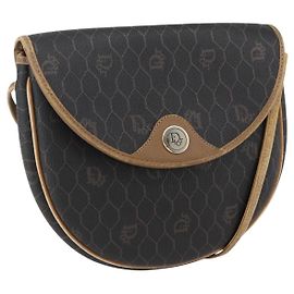 Borsa a spalla in tela a nido d'ape PVC nera e dorata Christian Dior Auth 170912