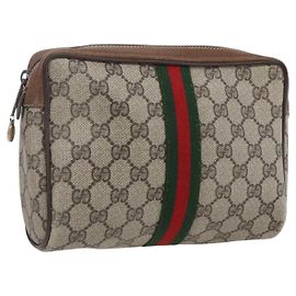 Gucci Borsa GG Supreme Web Sherry Line in PVC Beige Rosso 32 014 3553 Auth ti3666