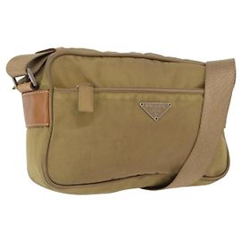 Borsa a Spalla PRADA in Nylon Beige Argento Autentica bs33242