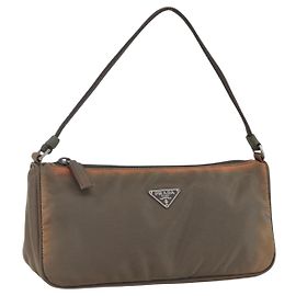 Prada Accessoire Tasche aus Nylon Braun Auth bs33343