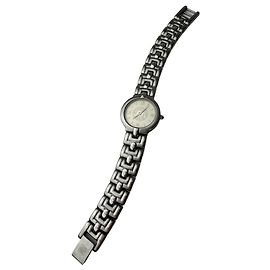 Vintage Givenchy Quarz Uhr Silber Weiß