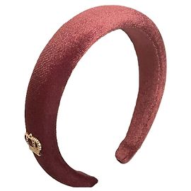 Splendido cerchietto gioiello per capelli DOLCE & GABBANa velluto rosa scuro con stemma