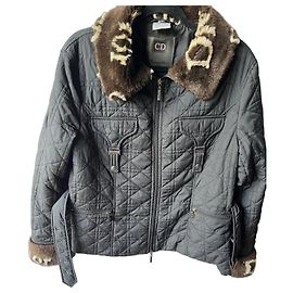 Chaqueta acolchada Christian Dior en negro con detalles de piel