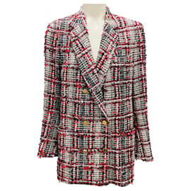Blazer saco de tweed Príncipe de Gales multi rojo de Thom Browne