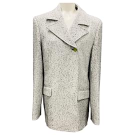 Abrigo de tweed de media temporada blanco / negro de Lanvin