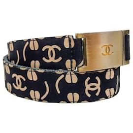 Cintura Chanel Clover CC Blu Navy Denim Oro