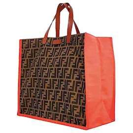 Sac Shopper Fendi FF Zucca Jacquard Marron Rouge