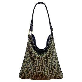 Fendi Borsa a Spalla per Computer Verde Oliva e Nero