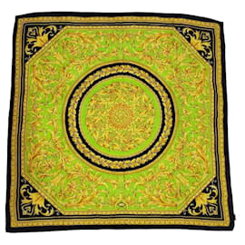 Sciarpa in seta Gianni Versace nera verde e oro